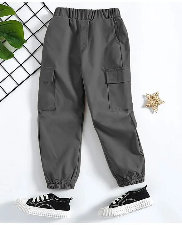 Trampoline Cotton Woven Cargo Trousers With 4 Pockets - Grey